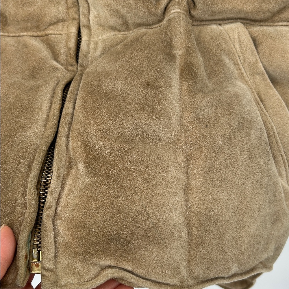 Polo Ralph Lauren Mens Suede Leather Vest Plaid Lined Puffer Down/Feather Fill S - Picture 3 of 10